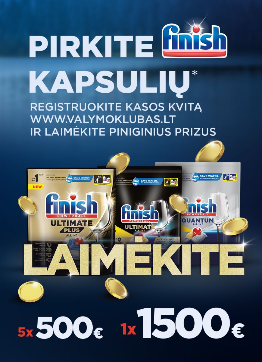 Pirkite „Finish“ kapsules ir laimėkite